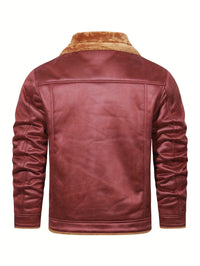 Men's Casual Polyester Jacket with Faux Lining, Solid Color, Long Sleeve, Single Breasted Placket, Non-Stretch Fabric, Regular Length, with Pockets - Daily & Casual Wear, Chilly Weather Apparel | Subtle Embellished Jacket | F