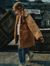 JOMAKE Girls' Winter Coat - Pastel Pink & Ombre Jacket with Button Front Closure, Soft Fleece-Lined Lapel Collar, Non-Stretchy Fabric for Everyday & Formal Events, Long Sleeve Casual Outerwear for School, Travel - Cute Korean