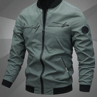 Men'S Letter Embroidered Casual Bomber Jacket