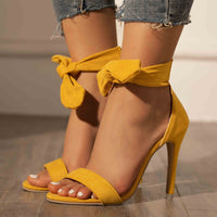 Women's Ankle Lace Up Stiletto Sandals, Solid Color Open Toe Backless High Heels, Versatile Dress Sandals