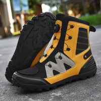 Men's Professional High Top Motorbike Boots With Adjustable Rotating Buckle, Comfy Non Slip Durable Microfiber Upper Rubber Sole Shoes, Men's Footwear