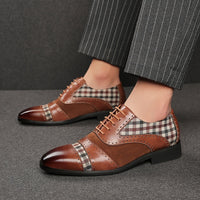 Men's Vintage Elegant Cap Toe Oxford Shoes, Comfy Non Slip Durable Rubber Sole Lace Up Formal Shoes, Men's Footwear