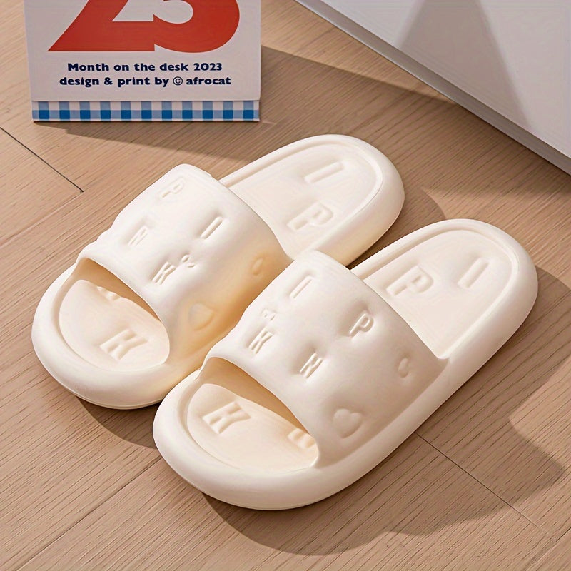 Men's Trendy Letter Print Open Toe Breathable Slippers, Comfy Non Slip Casual Soft Sole EVA Slides, Men's Footwear