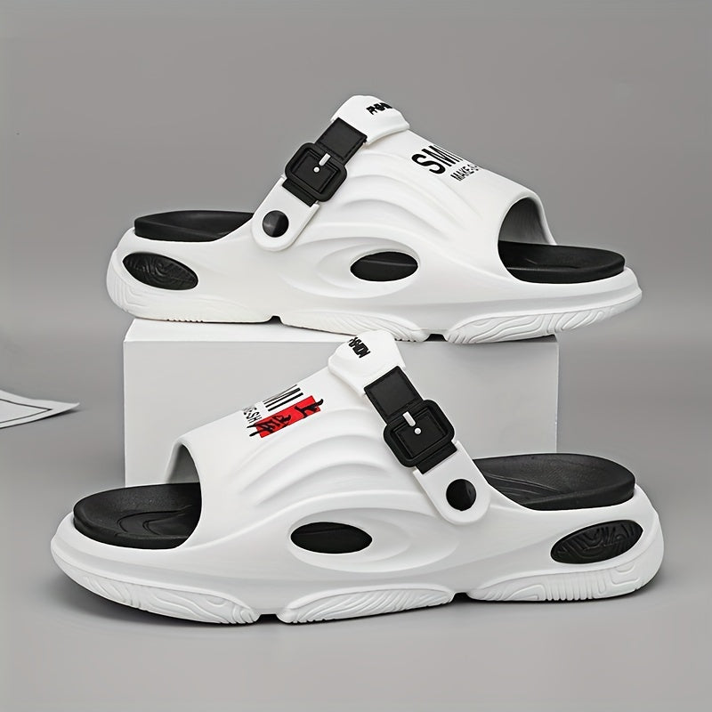 Men's Trendy Street Style Chunky Slippers, Comfy Non Slip Casual Durable Soft Sole EVA Slides, Men's Footwear