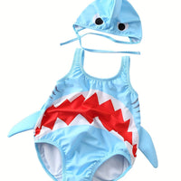 Toddler Boys Shark Swimsuit With Sponges Baby Bathing Suit With Sun Hat Baby Boy And Girl Swimsuit Kids Clothes Beach Vacation