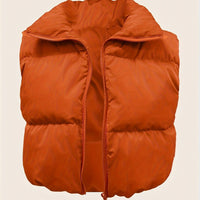 Stylish High Neck Sleeveless Vest Coat - Zip-Up, Casual, Solid Color, Women's Outerwear - Perfect for Daily Wear, Travel, and Outdoor Activities