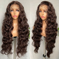 Full Head Lace Front Synthetic Wig - Wavy & Curly Hair, Middle Part, Music Festival Style, Long Hair, Full Coverage, Breathable, Adjustable Cap, Easy to Wear - for Women, Perfect for Music Festivals, Cosplay, and Everyday Wea