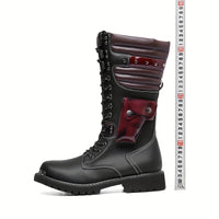 Men's Western Cowboy Boots, Comfy Non Slip Knee High Top Rubber Sole Shoes, Microfiber Upper Comfy Non Slip Durable Shoes, Men's Footwear