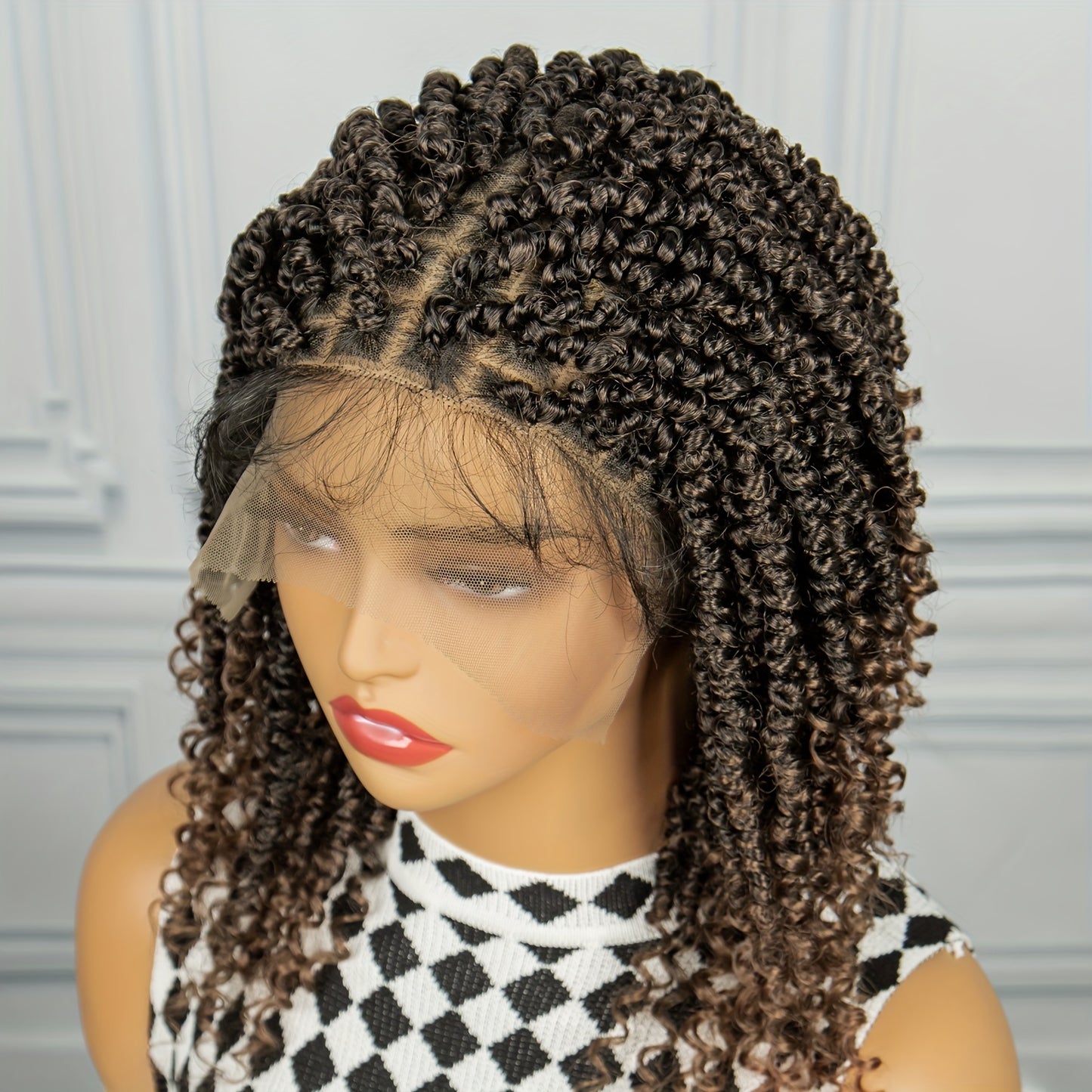 Braids Wig Curly Braids Wig Synthetic Lace Wig Beginners Friendly Heat Resistant Wig For Women
