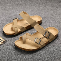 Men's Sandals, Arch Support Slide With Adjustable Buckle Strap And Cork Insole