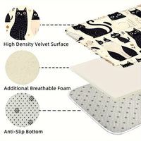 Cats Animal Kitchen Mats: Non-slip, Durable Bathroom Pads, Comfortable Standing Runner Rugs, Carpets for Kitchen, Home, Office, Sink, Laundry Room, Bathroom, Spring Decor, Available in Different Sizes