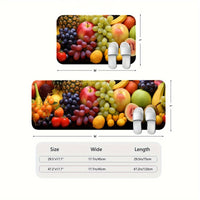 1pc/2pcs, Fruits Kitchen Mats, 0.47inch Thickness Non-Slip And Durable Bathroom Pads, Comfortable Standing Runner Rugs, Carpets For Kitchen, Home, Office, Sink, Laundry Room, Bathroom, Spring Decor