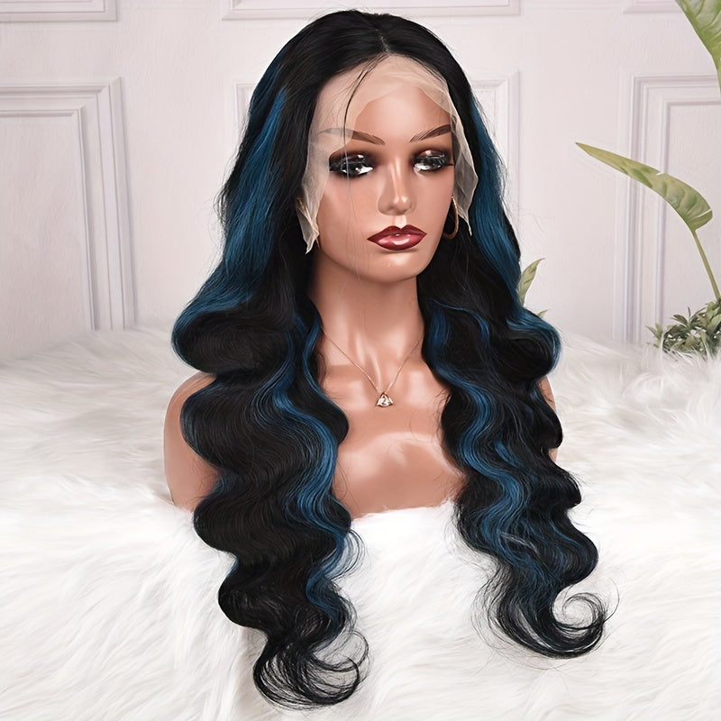 Blue Highlight Body Wave Luxury Wig - 13x4 HD Lace, 180% Density | Brazilian Remy for Ultimate Style & Comfort