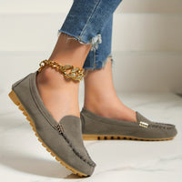 [Comfortable Loafers] Comfortable Round Toe Loafers | Women's Solid Slip On Shoes, Women's Footwear