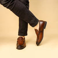 [Top Grain Leather Slip On Loafers] Men's Top Grain Cow Leather Upper Slip On Loafer Shoes, Comfy Non Slip Rubber Sole Casual Dress Shoes, Men's Footwear
