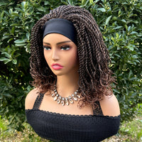 Flattering Short Box Braided Headband Wig - Virtually Heatproof, Effortless Crochet Style - Superb Synthetic Hair for Black Women - Fashionable Bob, Secure Machine Made Wig
