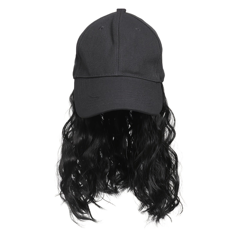 12 Inch Short Wave Baseball Cap Wig With Curly Hair Extension Synthetic Wave Wig Hat For Women Adjustable Baseball Hat Wig