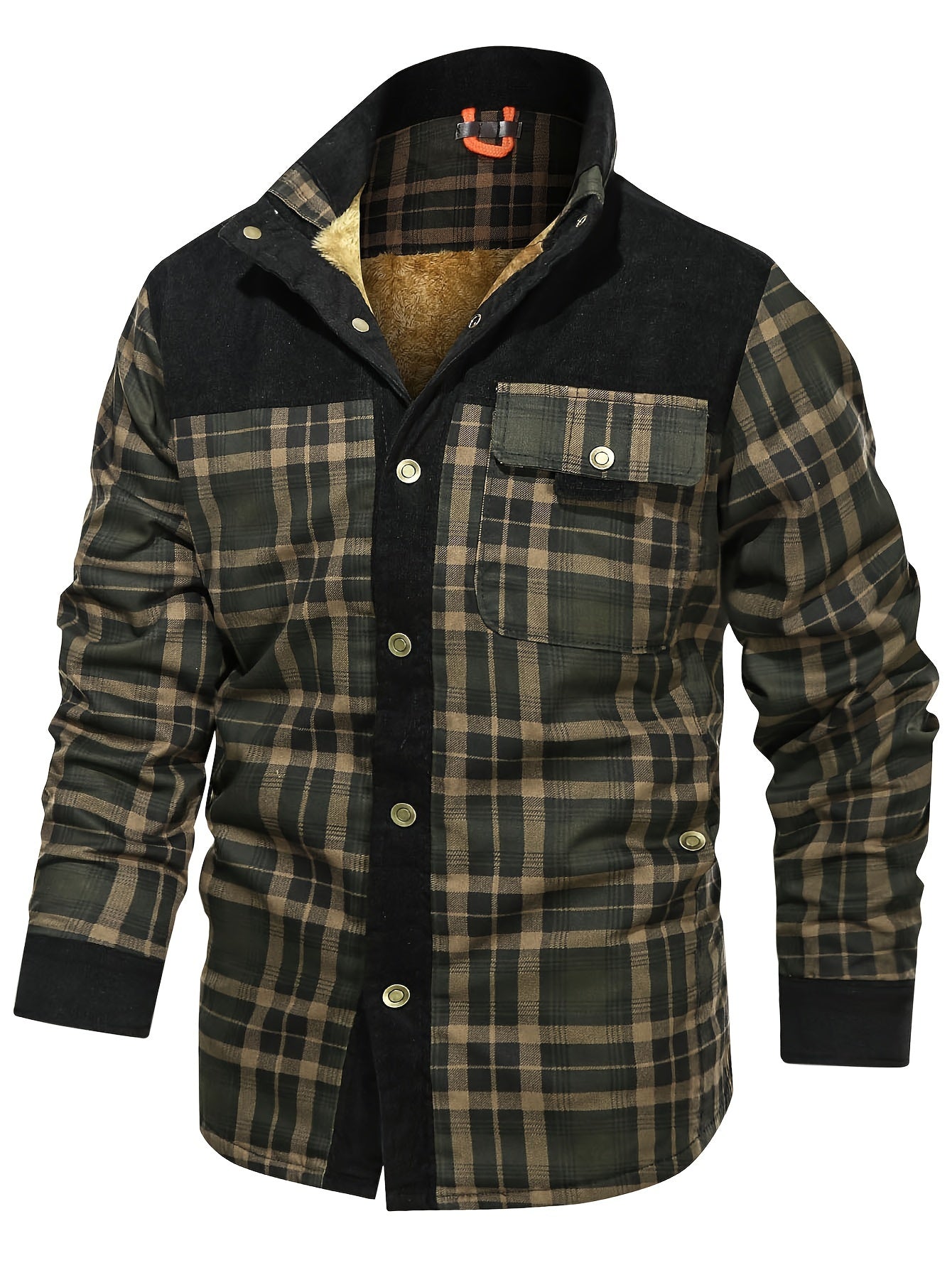Men's Trendy Thermal Cotton Jacket, Mature Stylish Lapel Button Up Coat For Winter Outdoor Events