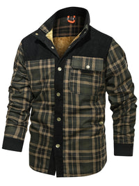 Men's Trendy Thermal Cotton Jacket, Mature Stylish Lapel Button Up Coat For Winter Outdoor Events