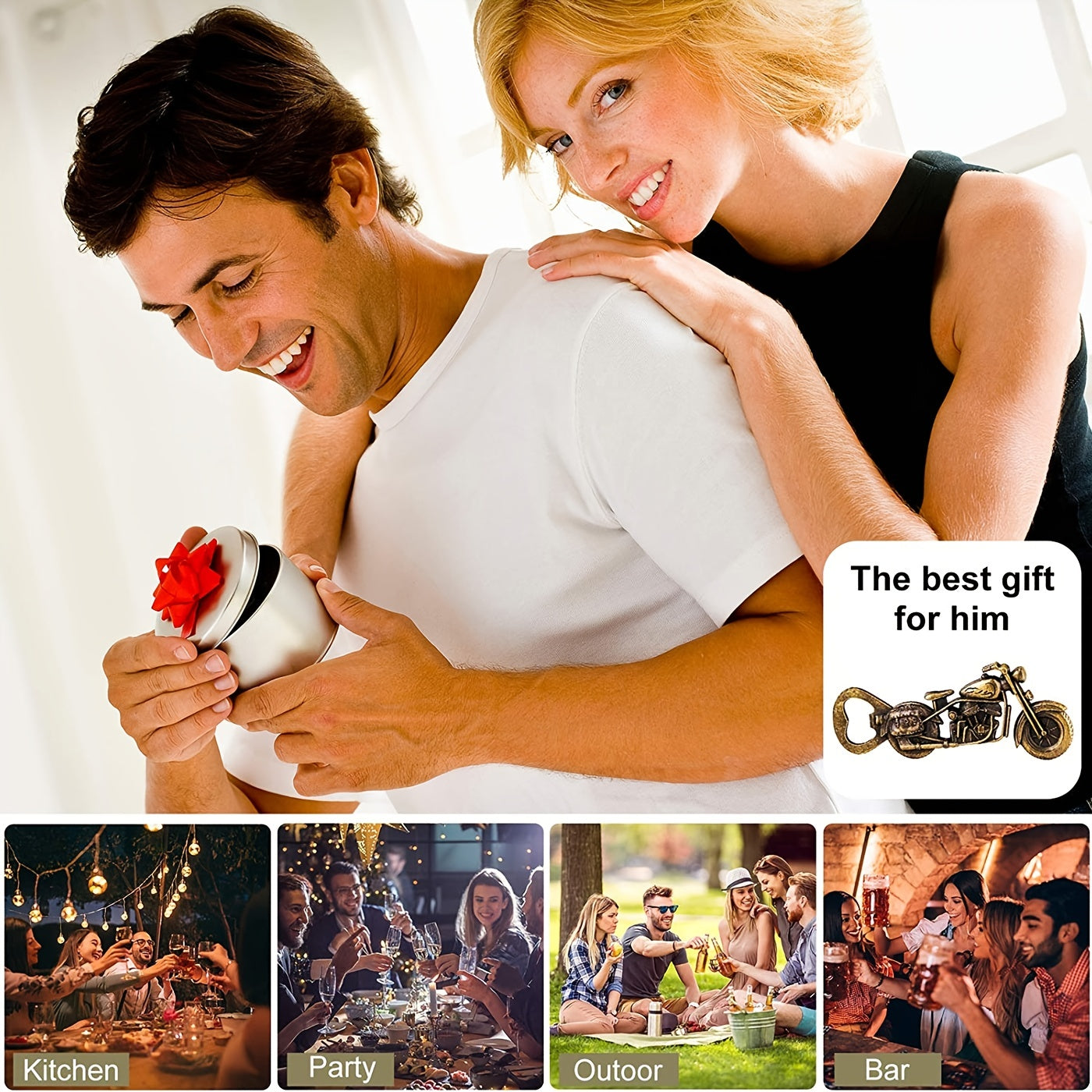 1pc Golden Motorcycle Bottle Opener - Perfect Gift for Beer Lovers and Men -  5 Inches/2 Inches/0.3 Inches - 3 Ounces -  Unique Design -  Durable Metal Construction -  Ideal for Parties & Home Bars