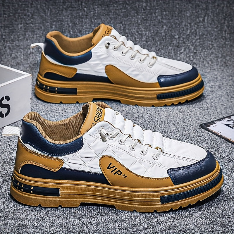 [Colour Block Skateboard Shoes] Men's Chic Street Style Colour Block Skateboard Shoes, Comfy Non Slip Casual Sneakers For Men's Outdoor Activities, Men's Footwear
