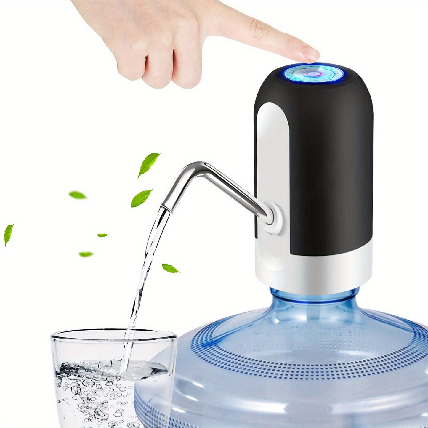[Sanhao Electric Pump] Sanhao 1pc Electric Water Jug Pump - USB Rechargeable Automatic Drinking Water Dispenser for 3-5 Gallon Bottles - Portable Insert Mount with Built-in Lithium Battery for Camping, Sleek Design, Transpare