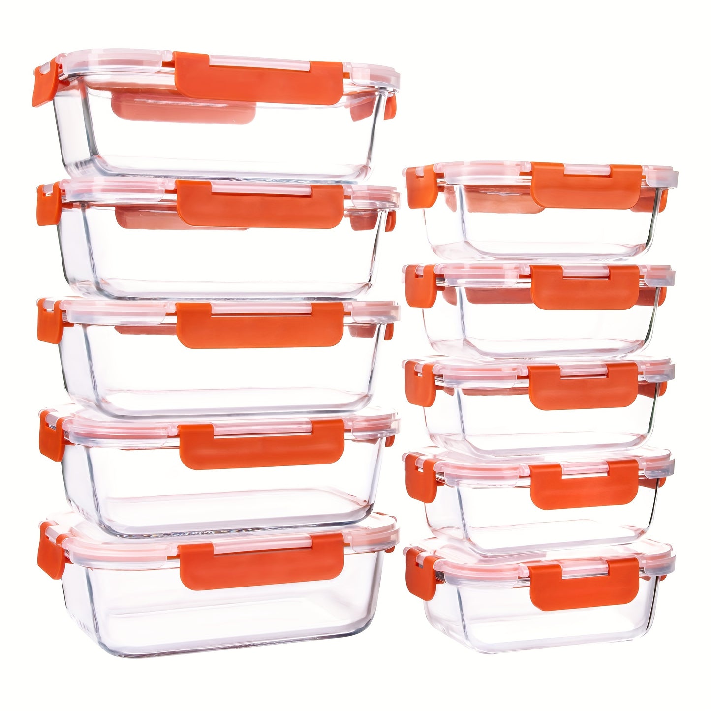 10-PACK Glass Meal Prep Containers Set, Food Storage Containers With Airtight Lids, Glass Lunch Boxes For Home Kitchen Office Lunch