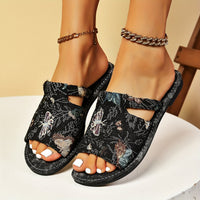 Lightweight Women's Denim Slide Sandals - Casual Open Toe Flat Summer Shoes with Solid Color Design