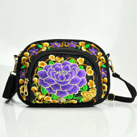[Vibrant Crossbody Bag] Lightweight Double-Sided Vibrant Floral Embroidered Crossbody Bag for Women | Detachable Strap, Zipper Closure, Phone Pocket - Perfect for Casual Outings, Travel Accessory