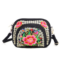 [Vibrant Crossbody Bag] Lightweight Double-Sided Vibrant Floral Embroidered Crossbody Bag for Women | Detachable Strap, Zipper Closure, Phone Pocket - Perfect for Casual Outings, Travel Accessory