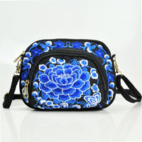 [Vibrant Crossbody Bag] Lightweight Double-Sided Vibrant Floral Embroidered Crossbody Bag for Women | Detachable Strap, Zipper Closure, Phone Pocket - Perfect for Casual Outings, Travel Accessory