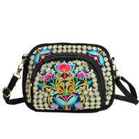 [Vibrant Crossbody Bag] Lightweight Double-Sided Vibrant Floral Embroidered Crossbody Bag for Women | Detachable Strap, Zipper Closure, Phone Pocket - Perfect for Casual Outings, Travel Accessory