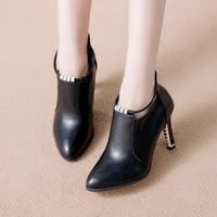 [Stiletto | Synthetic] Ultrahigh Stiletto Heels Women's Pointed Toe Ankle Boots | Synthetic, Casual Dress Style with Back Zipper, Metal Thin Heel, Rhinestone Detail | Fashion Comfortable Shoes for Autumn and Winter 2022