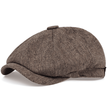 Men&Apos;S Retro Herringbone Flat Cap - Black Casual Beret with Vintage Style, Knitted Polyester, Perfect for Valentine&Apos;S Day, Everyday Headwear | Vintage Flat Cap | Knitted Texture