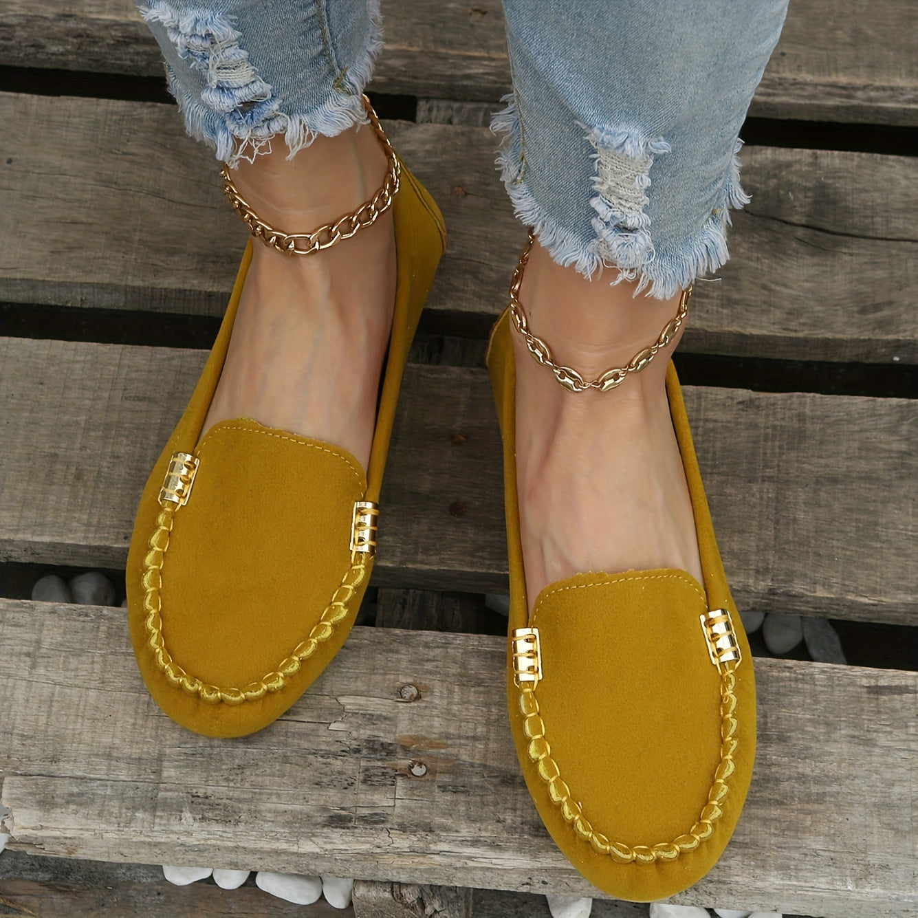 [Comfortable Loafers] Comfortable Round Toe Loafers | Women's Solid Slip On Shoes, Women's Footwear