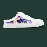 Anime Pattern Men's Low Top Mule Shoes, Comfy Non Slip Lace Up Rubber Sole Canvas Sneakers, Men's Footwear