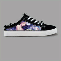 Anime Pattern Men's Low Top Mule Shoes, Comfy Non Slip Lace Up Rubber Sole Canvas Sneakers, Men's Footwear