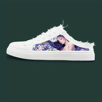 Anime Pattern Men's Low Top Mule Shoes, Comfy Non Slip Lace Up Rubber Sole Canvas Sneakers, Men's Footwear