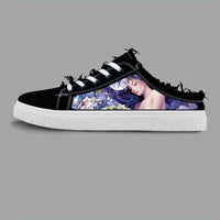 Anime Pattern Men's Low Top Mule Shoes, Comfy Non Slip Lace Up Rubber Sole Canvas Sneakers, Men's Footwear
