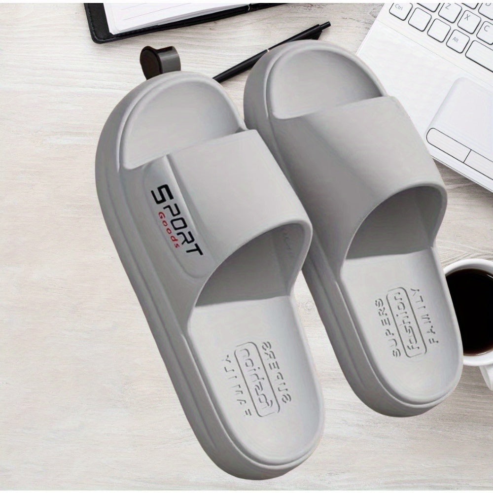 Men's Solid Color Open Toe Breathable EVA Anti Odor Slippers, Comfy Non Slip Casual Durable Slides, Men's Footwear