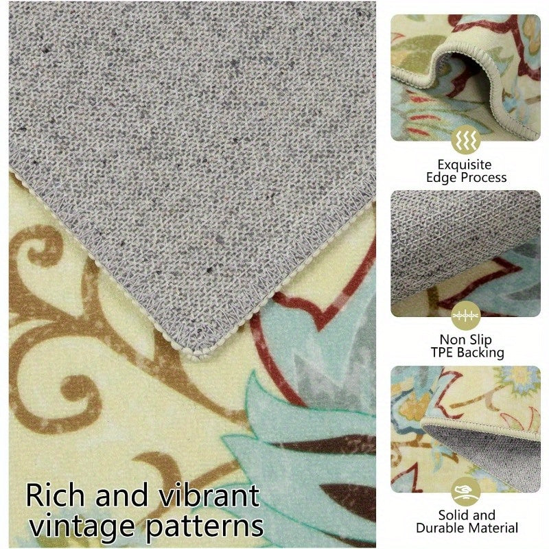 Kitchen Mats 3 Piece Set Boho Kitchen Rugs Set of 3 Non Slip Washable Floral Kitchen Mats for Floor 3 Piece Kitchen Carpet Runner for Sink Laundry Hallway