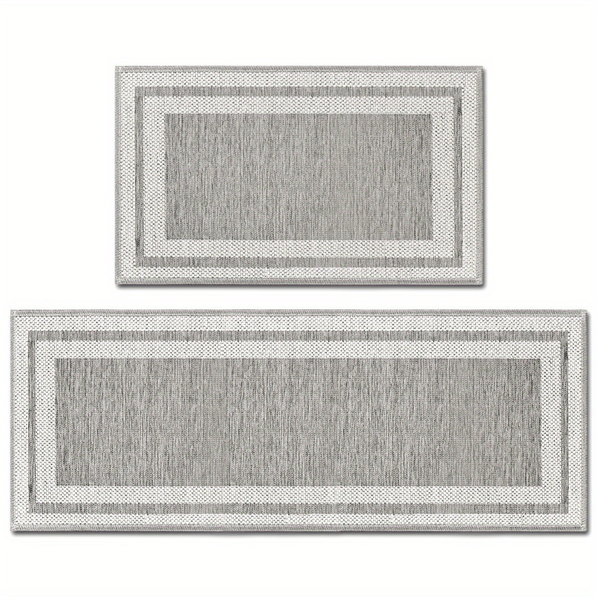 Sm:)e Rubber Non-Slip Washable Absorbent Kitchen Rugs and Mats Set of 2, Kitchen Mats for Floor Kitchen Runner Hallway Laundry Room in Front of Sink Beige Grey - 17x29 and 17x47 Inch