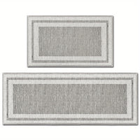 Sm:)e Rubber Non-Slip Washable Absorbent Kitchen Rugs and Mats Set of 2, Kitchen Mats for Floor Kitchen Runner Hallway Laundry Room in Front of Sink Beige Grey - 17x29 and 17x47 Inch