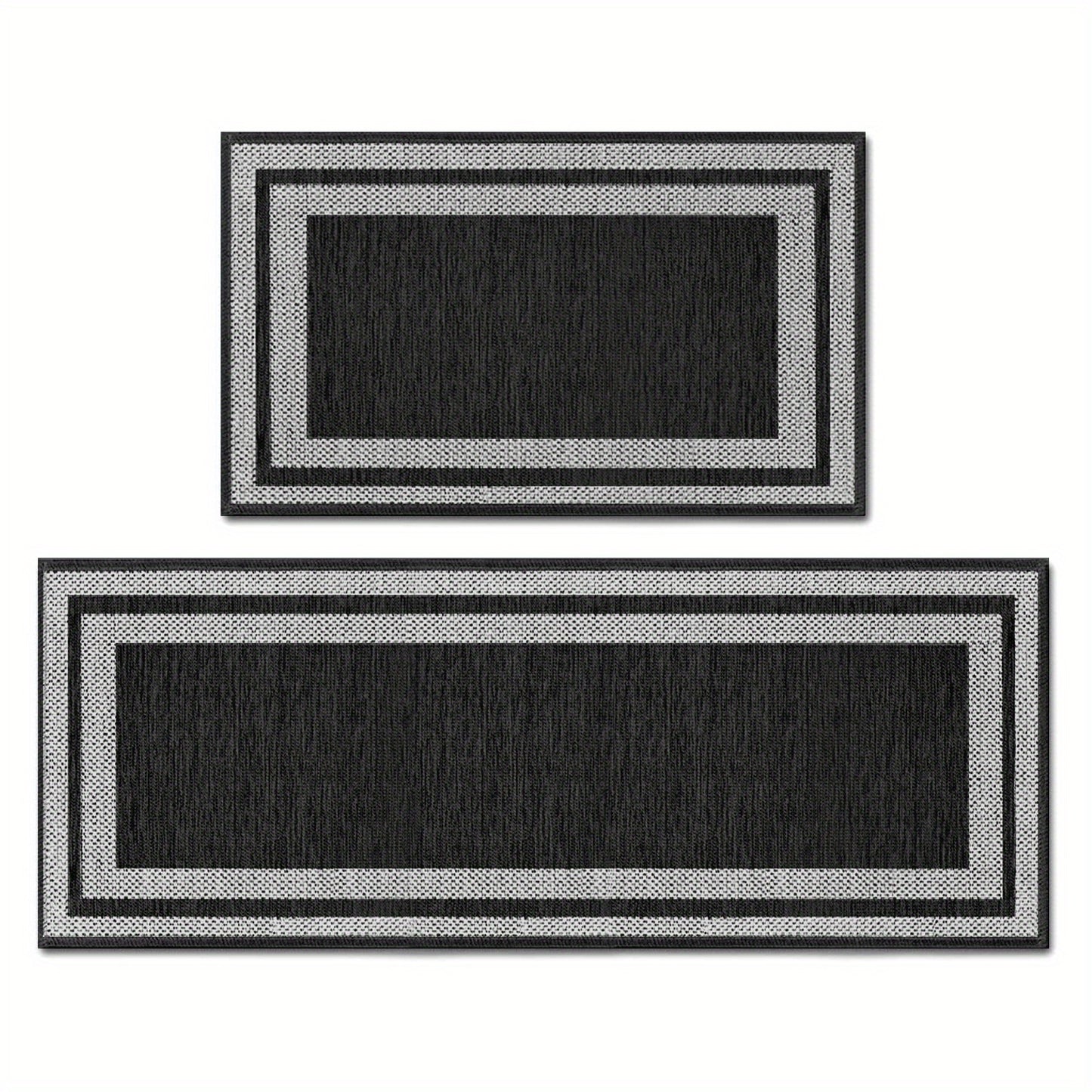 Sm:)e Rubber Non-Slip Washable Absorbent Kitchen Rugs and Mats Set of 2, Kitchen Mats for Floor Kitchen Runner Hallway Laundry Room in Front of Sink Beige Grey - 17x29 and 17x47 Inch