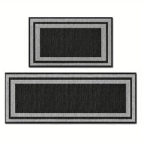 Sm:)e Rubber Non-Slip Washable Absorbent Kitchen Rugs and Mats Set of 2, Kitchen Mats for Floor Kitchen Runner Hallway Laundry Room in Front of Sink Beige Grey - 17x29 and 17x47 Inch
