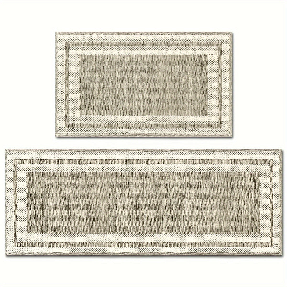Sm:)e Rubber Non-Slip Washable Absorbent Kitchen Rugs and Mats Set of 2, Kitchen Mats for Floor Kitchen Runner Hallway Laundry Room in Front of Sink Beige Grey - 17x29 and 17x47 Inch