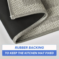 Sm:)e Rubber Non-Slip Washable Absorbent Kitchen Rugs and Mats Set of 2, Kitchen Mats for Floor Kitchen Runner Hallway Laundry Room in Front of Sink Beige Grey - 17x29 and 17x47 Inch
