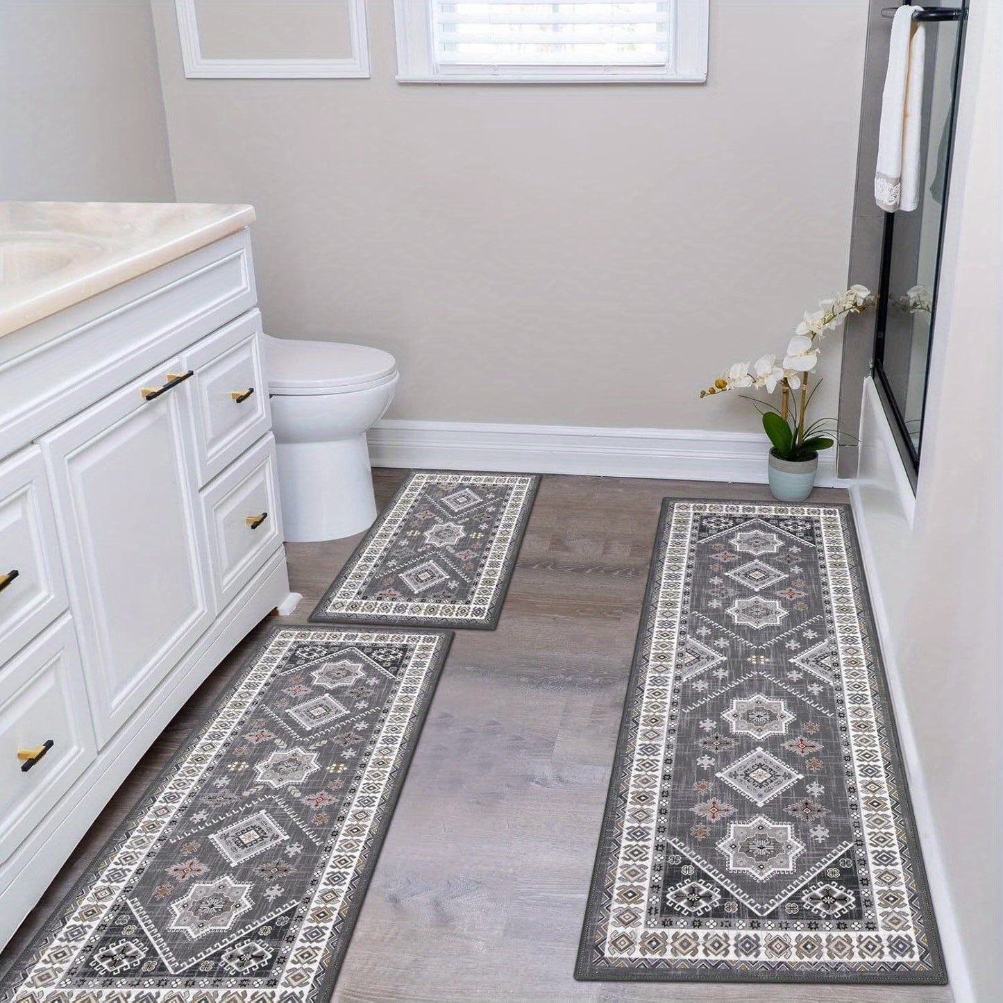 Boho Kitchen Mat Sets 3pcs with Runner Non Slip Kitchen Rugs and Mats Washable Kitchen Mats for Floor Thick Kitchen Floor Mat Mat Runner Rugs for Hallway Laundry Holiday Decor