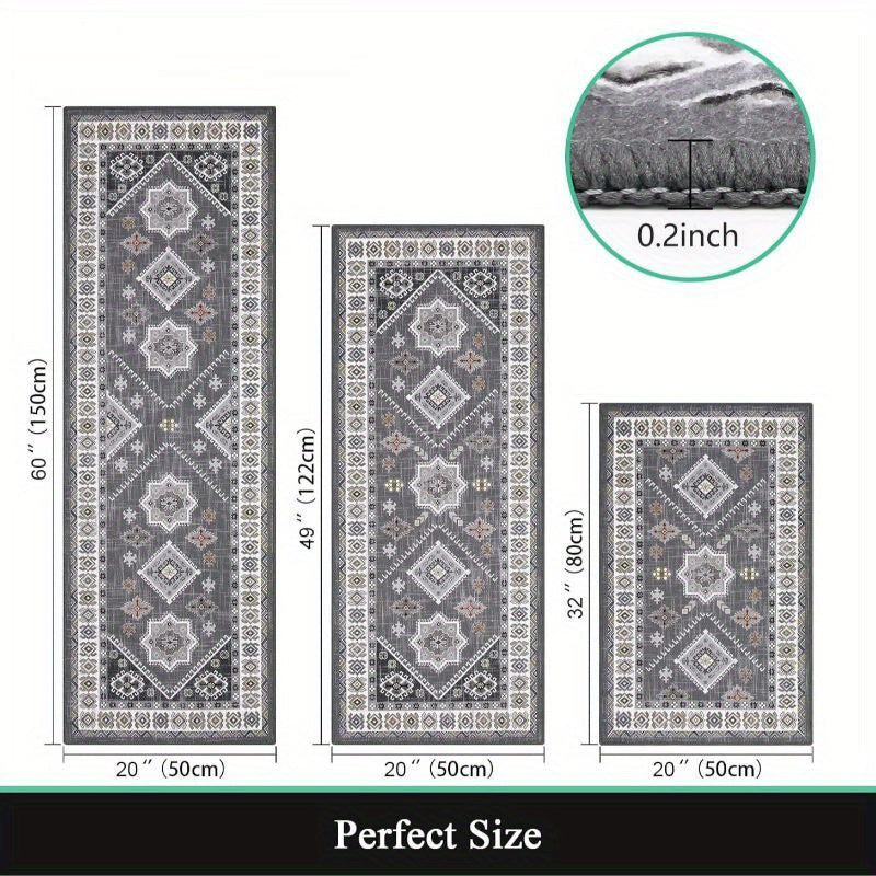 Boho Kitchen Mat Sets 3pcs with Runner Non Slip Kitchen Rugs and Mats Washable Kitchen Mats for Floor Thick Kitchen Floor Mat Mat Runner Rugs for Hallway Laundry Holiday Decor