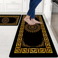 2-Piece Set Modern Simple Style Kitchen Mats, Golden Geometric Print, Non-Slip Bar and Entryway Runner, Soft Corridor Carpet, Polyester, Machine Washable